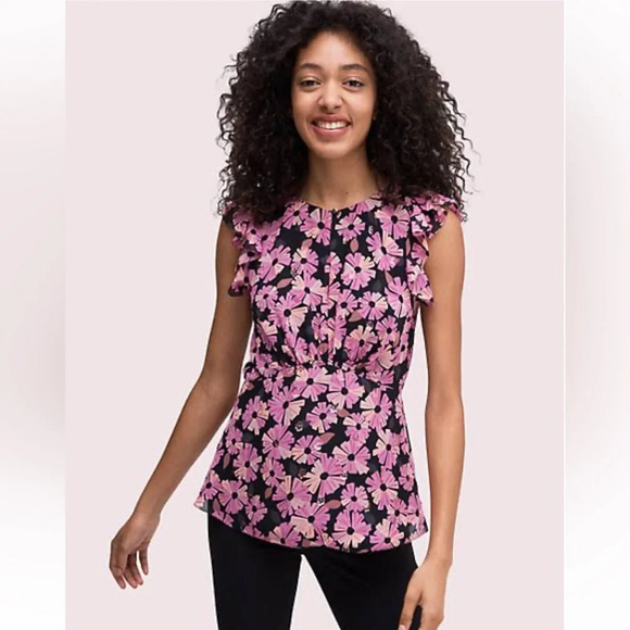 Kate Spade Floral Chiffon Shell Top - Picture 2 of 14
